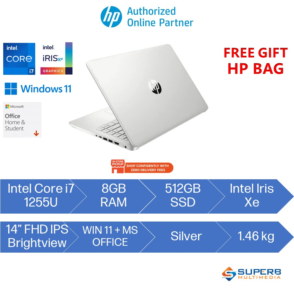 HP Laptop 12th Gen 14sdq5048TU Silver (Intel Core i7 1255u, 8gb ram