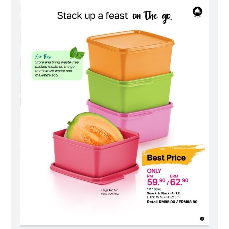 Tupperware Snack N Stack 1 2L Shopee Malaysia