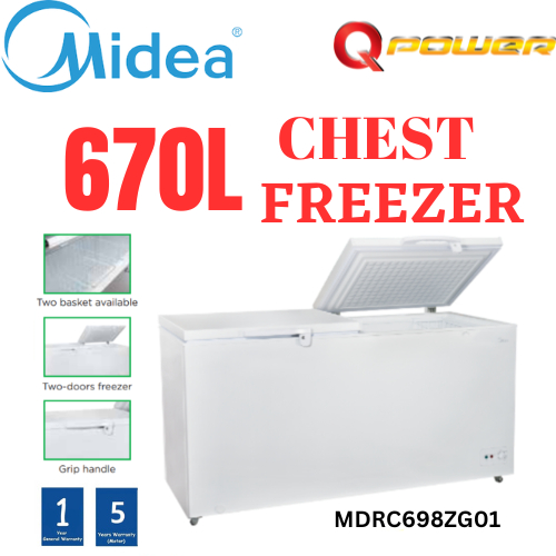 New Midea 670L 2 Doors Chest Freezer Gross 670L Net 508L MDRC698ZG01MY