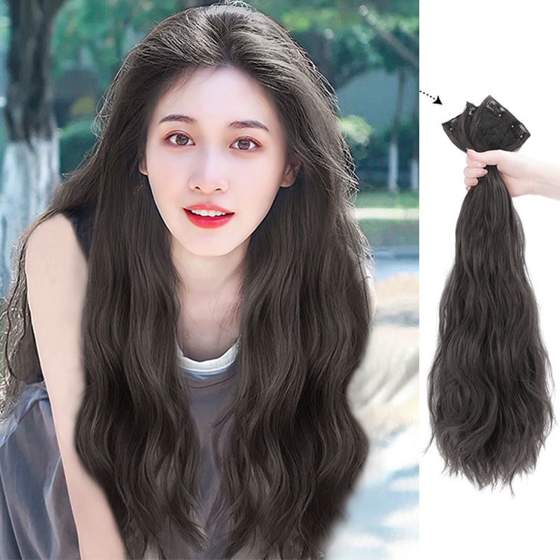 3pcs Wig Female Long Hair Three Piece Seamless Hair Extension Patch Wool Roll Long Curly Hair 3952