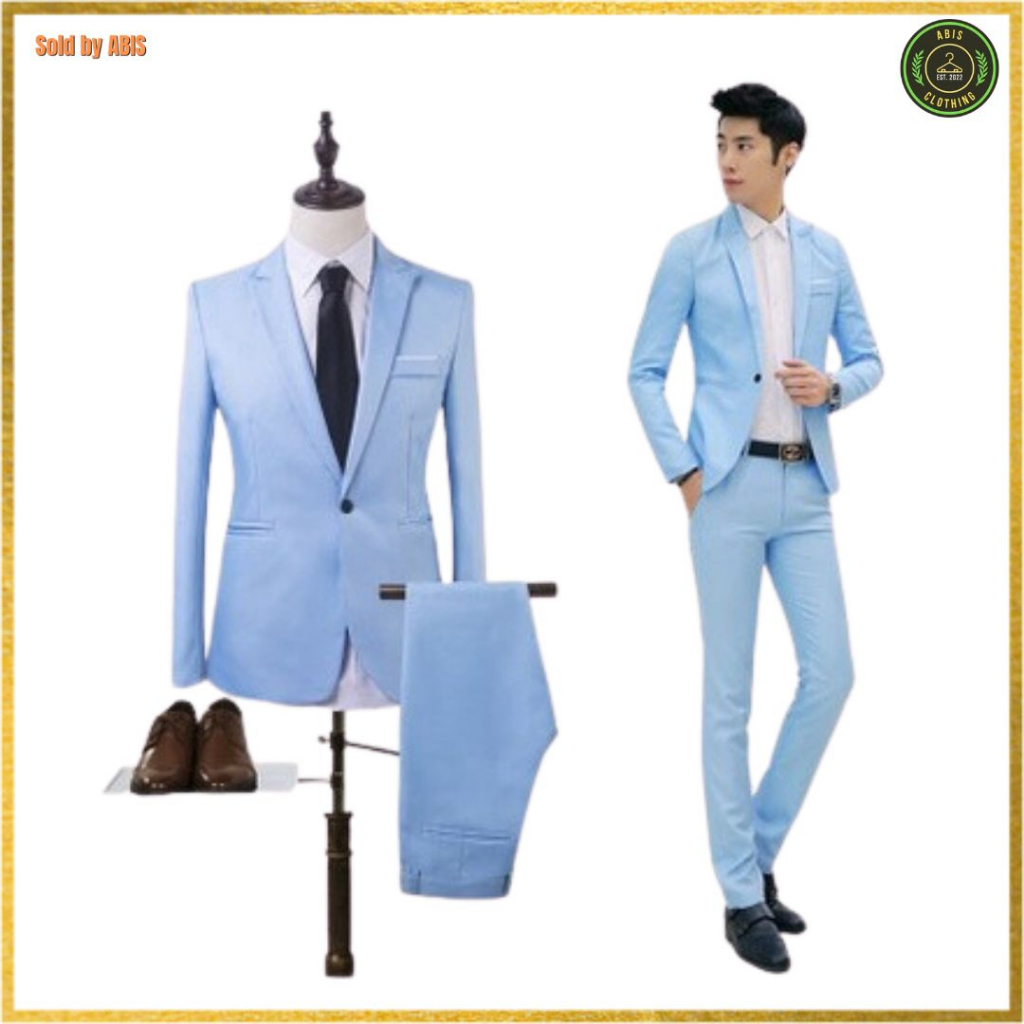Men's Suit Wedding Groom Blazer with Pant Slim Fit 2 Piece-Suit Set to ...