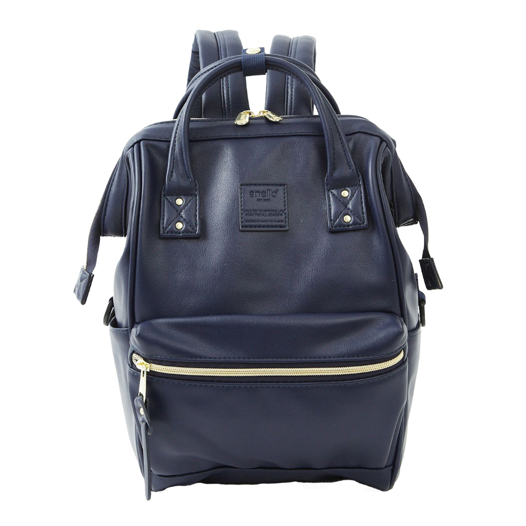 Anello JAPAN Backpack Signature Design Synthetic PU Leather Backpack in  small for Unisex AT-B1212( Navy Blue)