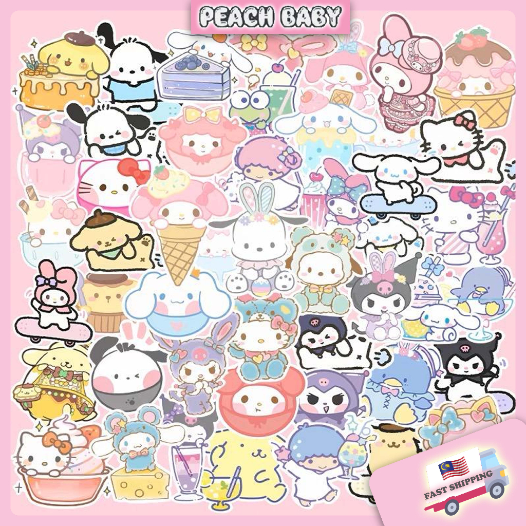 10pcs Sanrio Sticker Kuromi Melody Cute Sticker Deco DIY Decoration ...