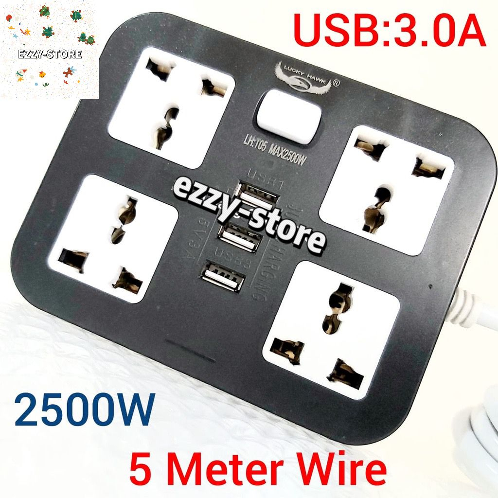 5 Meter Wire 30a Usb Port 4 Way Multi Universal Portable Extension