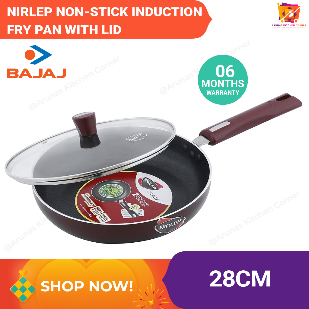 Nirlep NonStick Induction Fry Pan with Lid by Bajaj (Induction and Gas