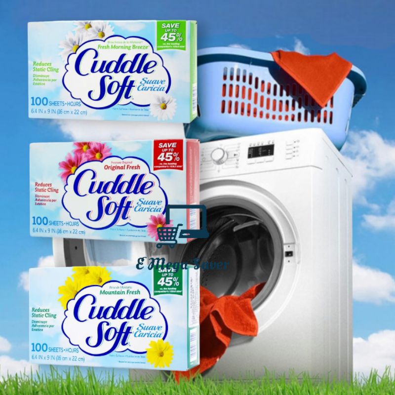 🇺🇲Cuddle Soft Fabric Softener Dryer Sheets (16cm x 22cm) | Shopee Malaysia