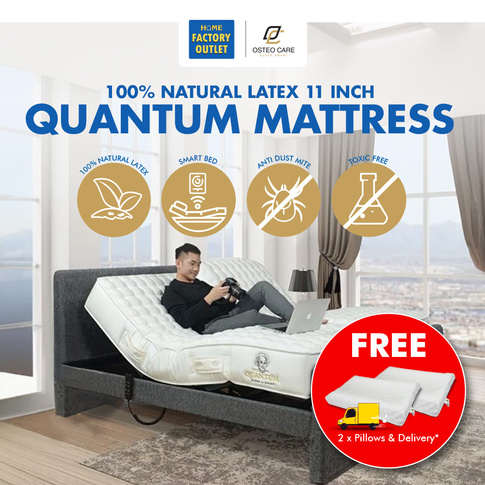 OSTEO CARE Quantum Adjustable King Size Bed + Natural Latex Mattress