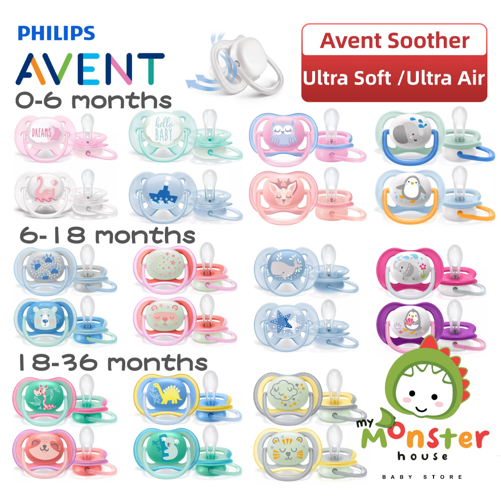 Philips Avent Ultra Air Pacifier, 6-18 Months, Bear/Paw, 4 Pack, SCF085/09  