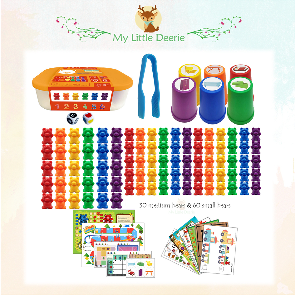 Rainbow Counting Bears Colour Counters Children Kids Fine Motor Colour