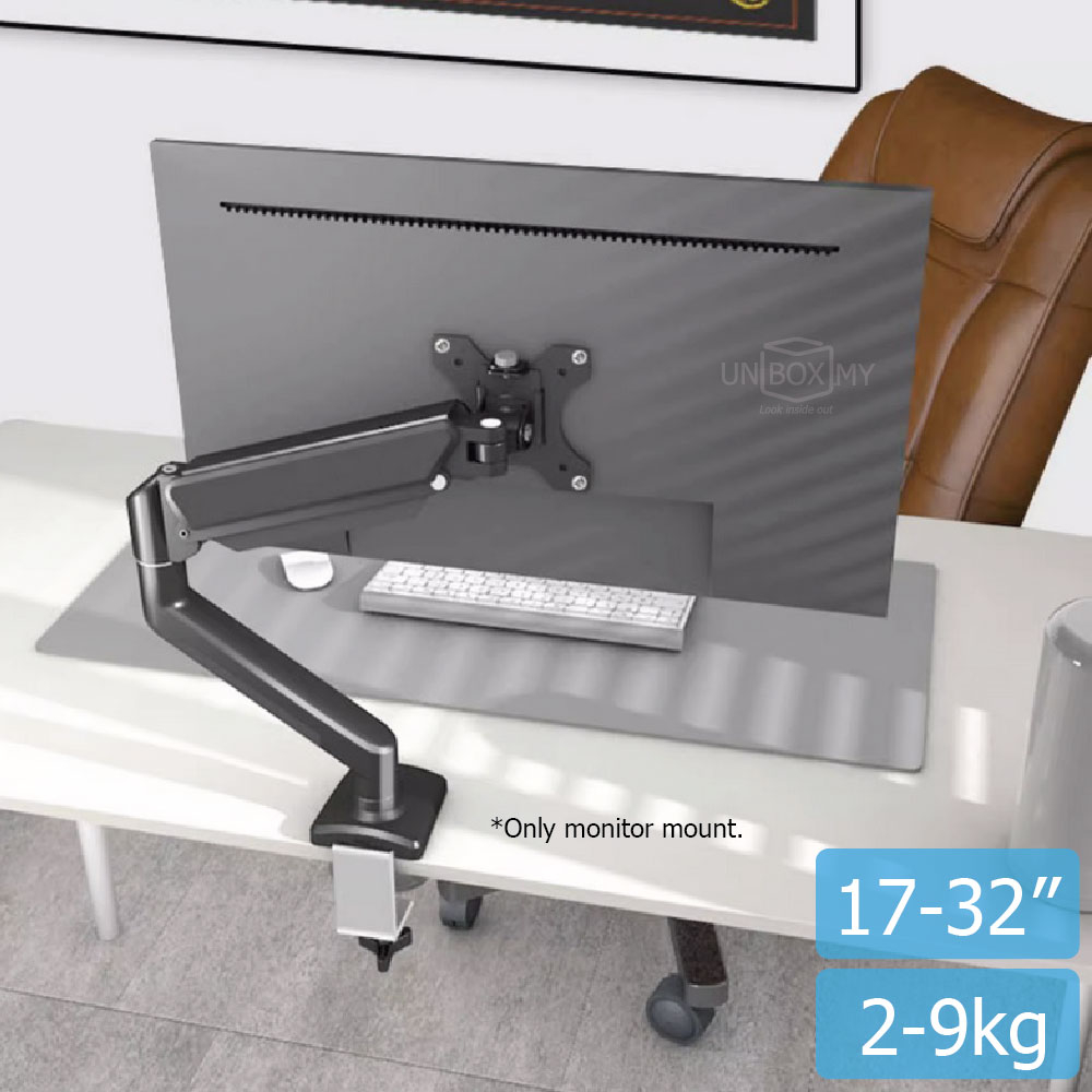 Height Adjustable Gasstrut 27 29 32 inch Monitor Desk Mount 17" VESA