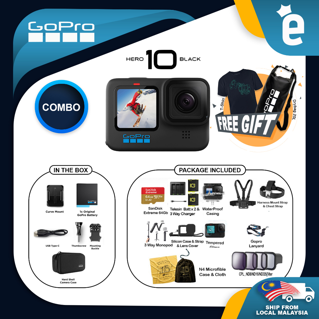 [1 Year Warranty] GoPro HERO10 Black 5.3K Video And 23MP Photos GP2 ...