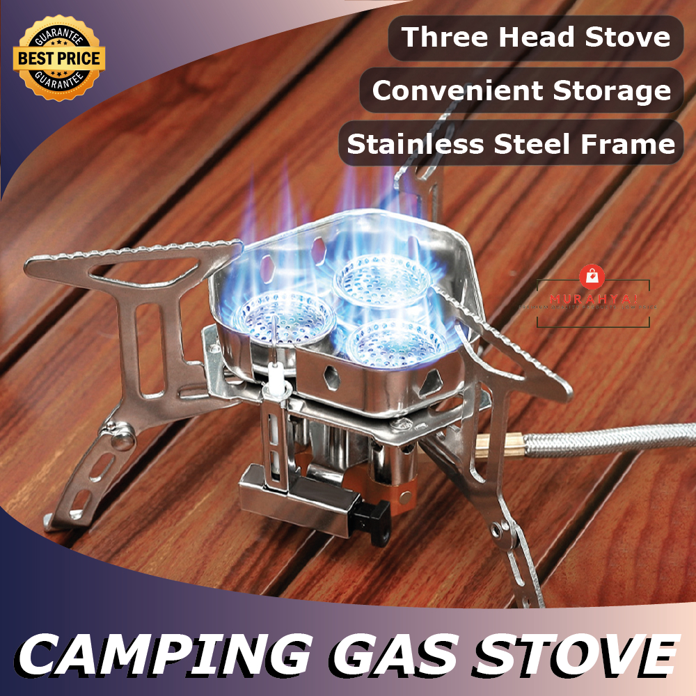 BBQ Camping Gas Stove Outdoor Windproof Outdoor Gas Burner Portable ...