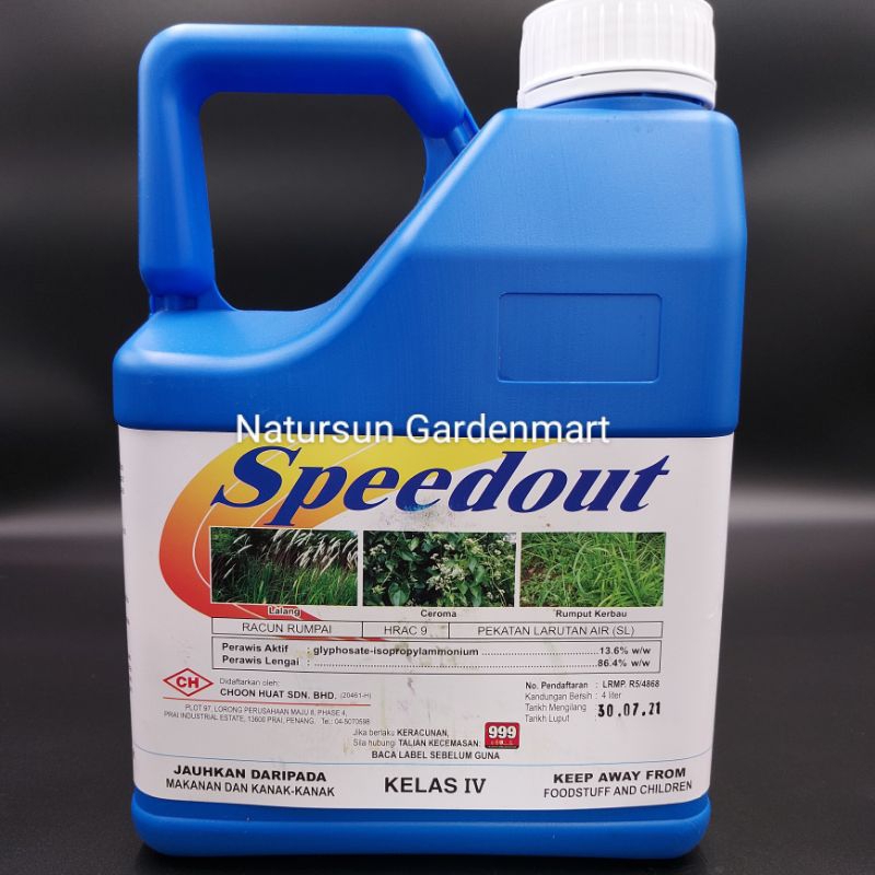 (Rumput) 4L Speedout/ glyphosate 13.6%/Spark/ Sekali/Choon Huat/ CH ...