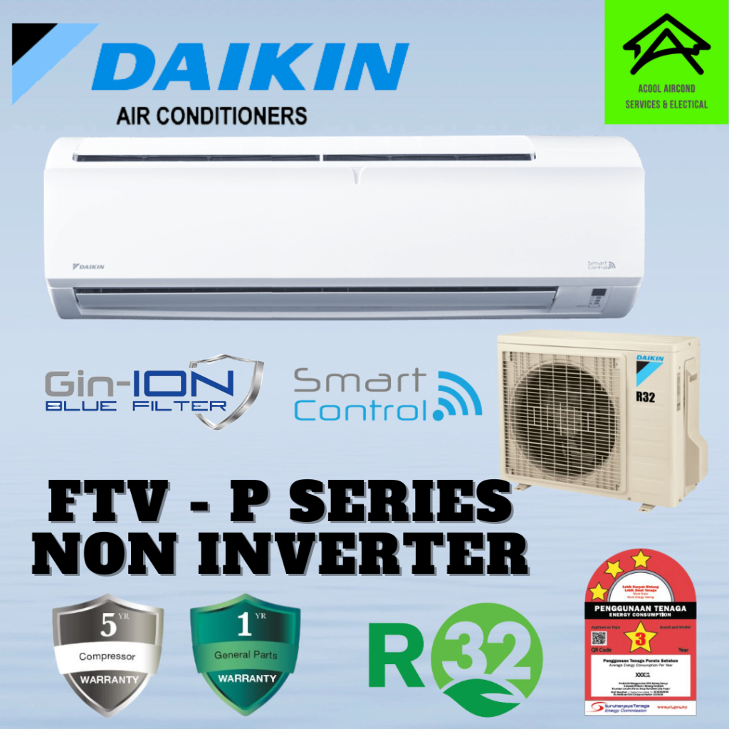 Daikin Non Inverter Ftv P Series Aircond 1 0hp 1 5hp 2 0hp 2 5hp R32