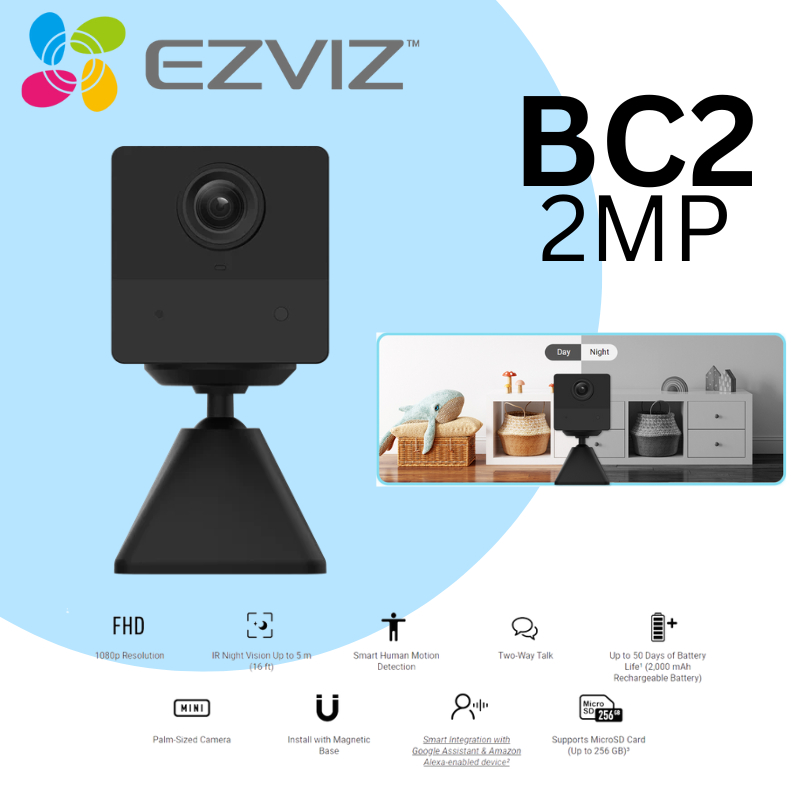 CAMARA IP WIFI 1080P A BATERIA AUDIO IR CS-BC2 EZVIZ – Videovision.
