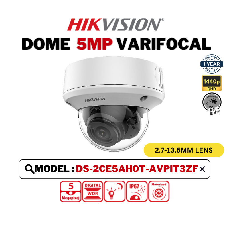 HIKVISION CCTV (World 1) 5MP VariFocal Indoor Dome Camera - Main Image