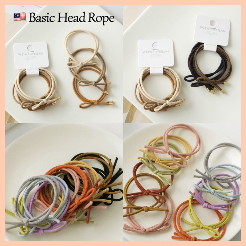 🇲🇾 Korean Colorful Ribbon Rubber Hair Ties Women Fashion Hair Rope ...