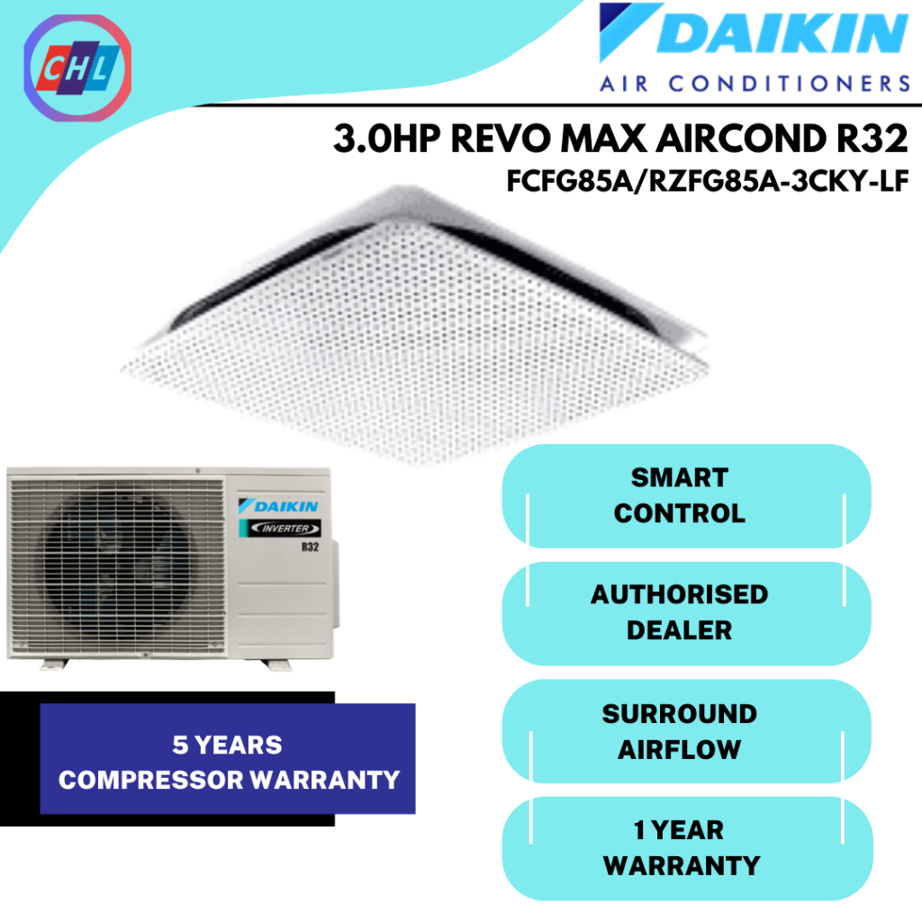 Daikin Hp Premium Cassette Revo Max Inverter Fcfg A Rzfg A Cky Lf Ready Stock Daikin