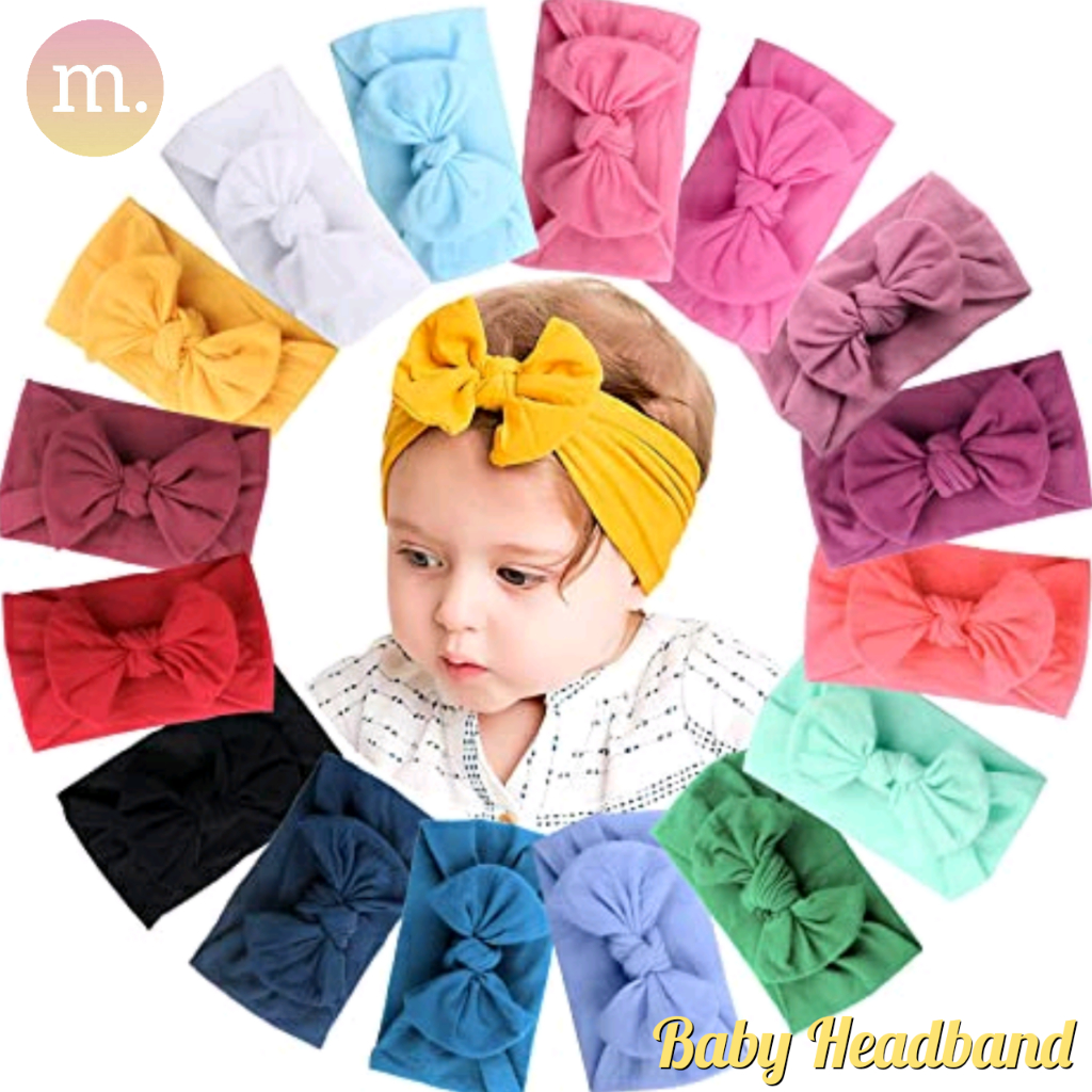 Baby Girl Soft Nylon Elastic Bowknot Ribbon Head Band Baby Hair