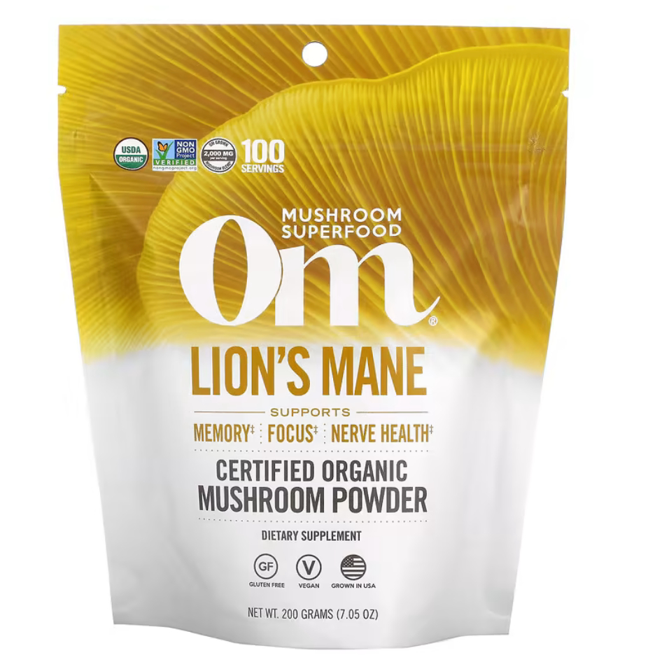 Om Mushrooms, Certified Organic Mushroom Powder, Lion's Mane, 3.5 oz ...