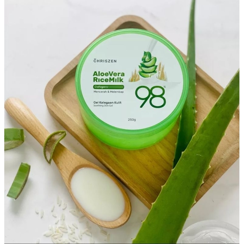 Chriszen 98% Aloe Vera & Rice Milk Collagen Plus Soothing Skin Gel 250g ...