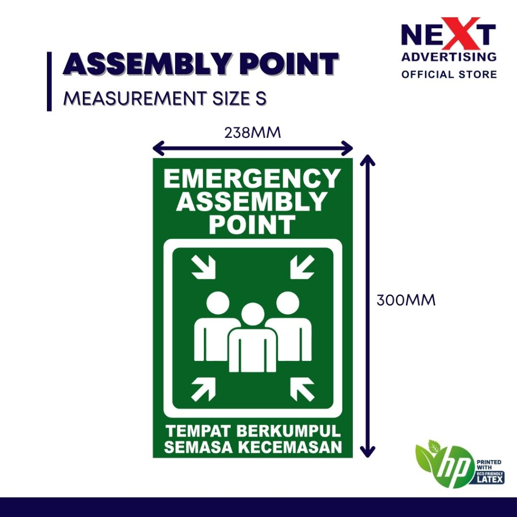Emergency Assembly Point Signage | Sticker or Sticker on Board | Shopee ...