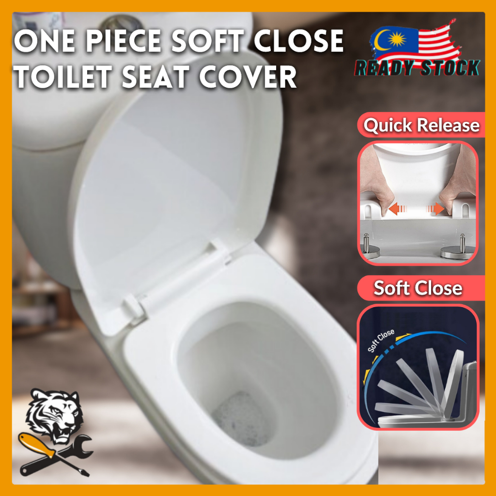 One Piece Toilet Seat Cover With Soft Close Heavy Duty Penutup Mangkuk
