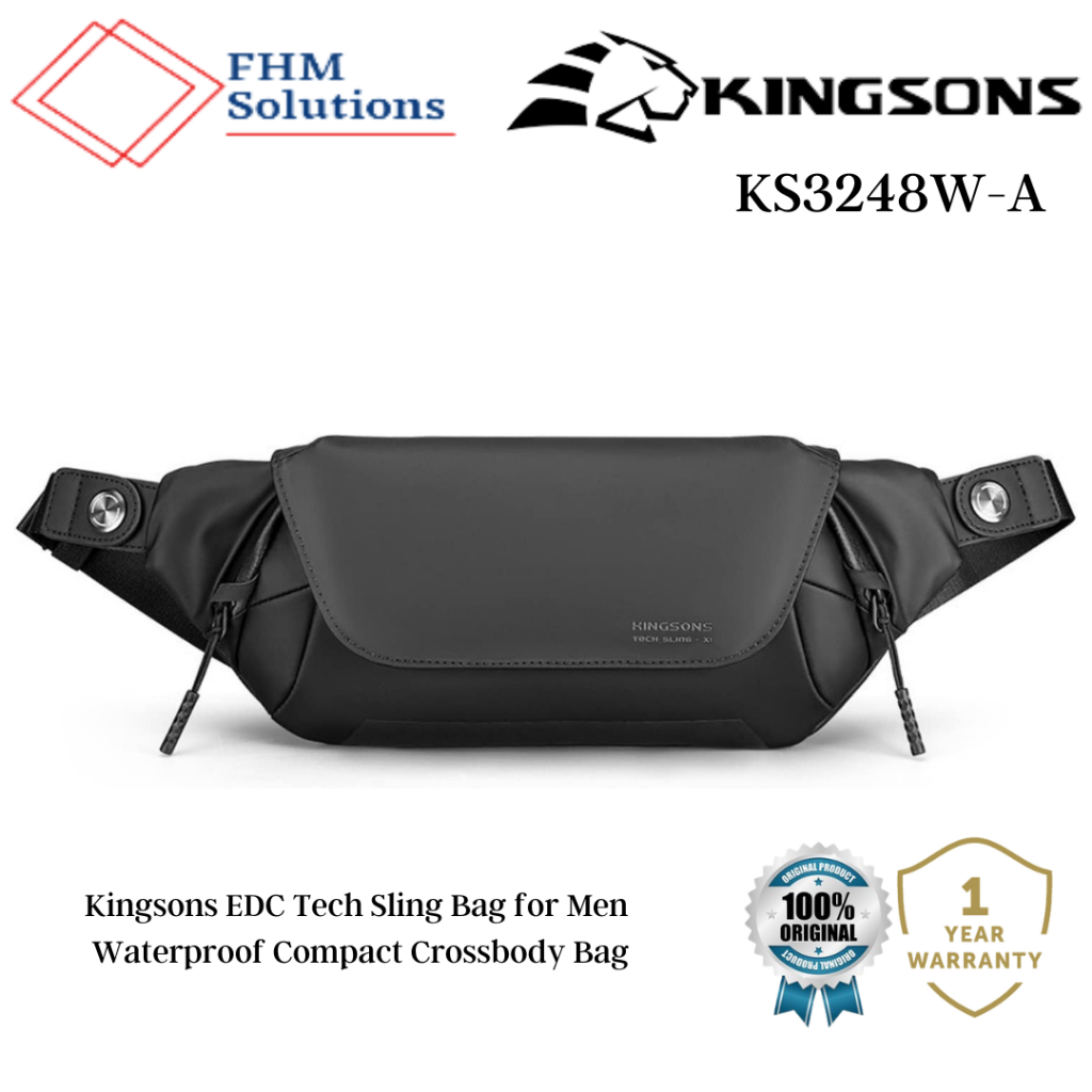 KINGSONS EDC Tech Sling Bag for Men Waterproof Compact Crossbody Bag Chest Shoulder Backpack KS3248W A Shopee Malaysia