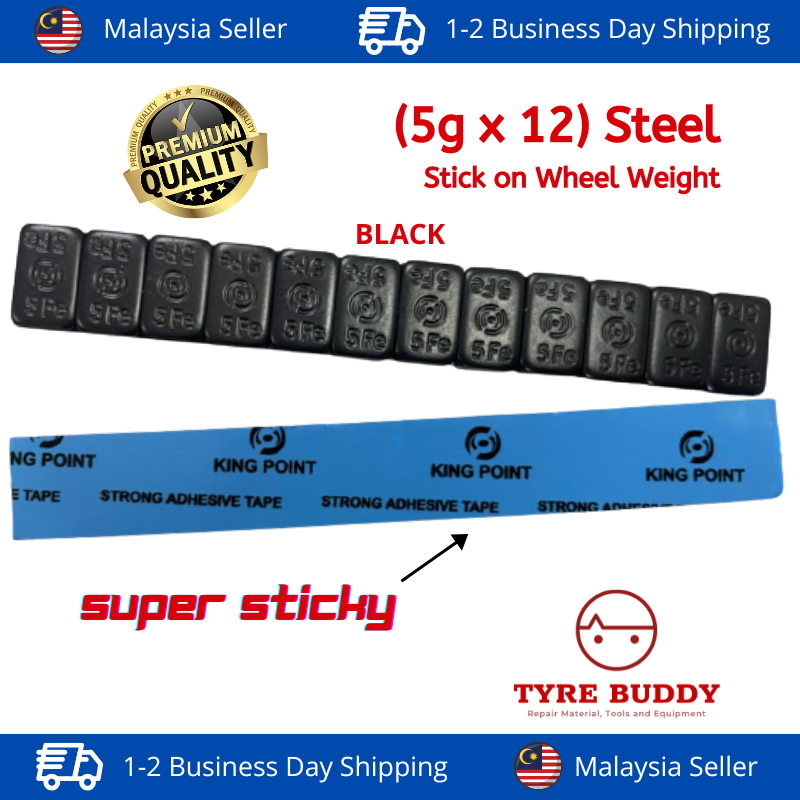STEEL Adhesive Stick On Wheel Weight Strips (5Gx12) [1 STRIP] ; Wheel Balancing; Tyre; Tayar