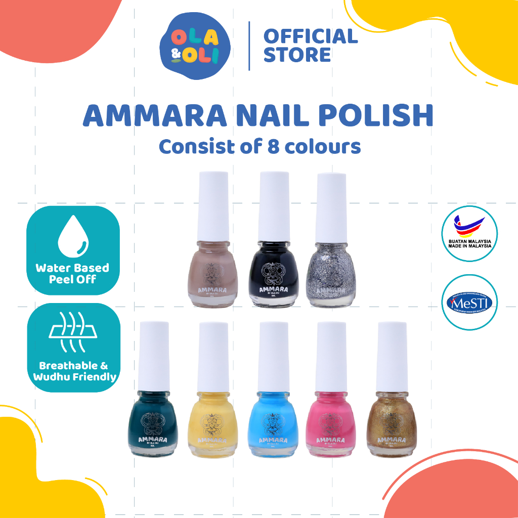 Ammara Nail Polish by Ola & Oli Peel Off Water Based Nail Polish