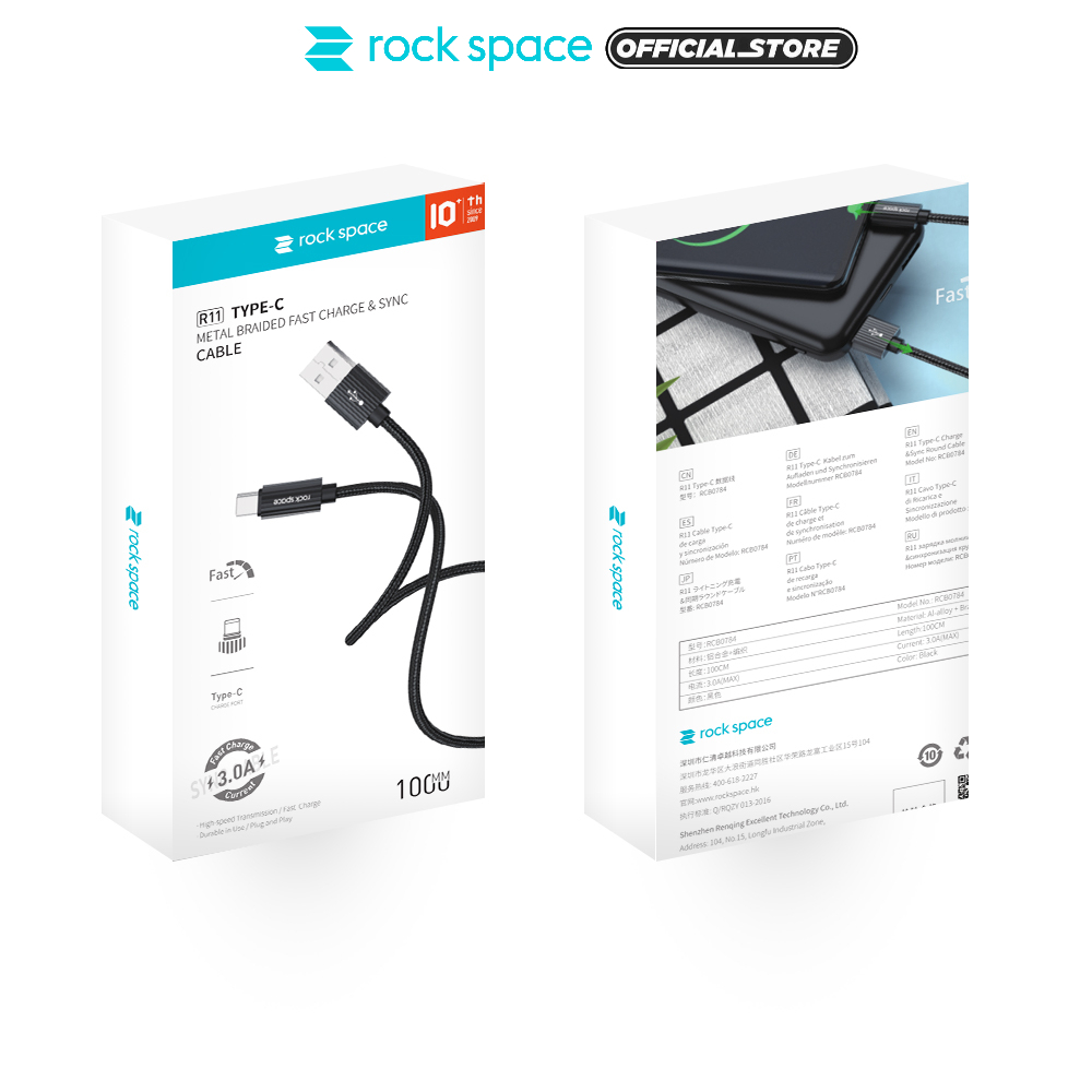Rock Space R11 Metal Fast Charge Type-C Cable | Shopee Malaysia