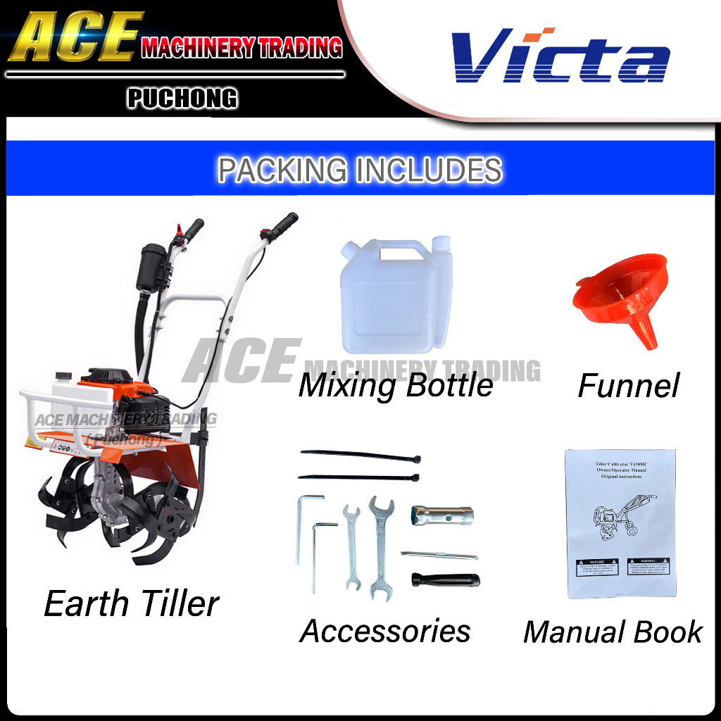 VICTA V630MC Micro Cultivator 63.3cc Rotary Mini Tiller 2-Stroke Engine ...