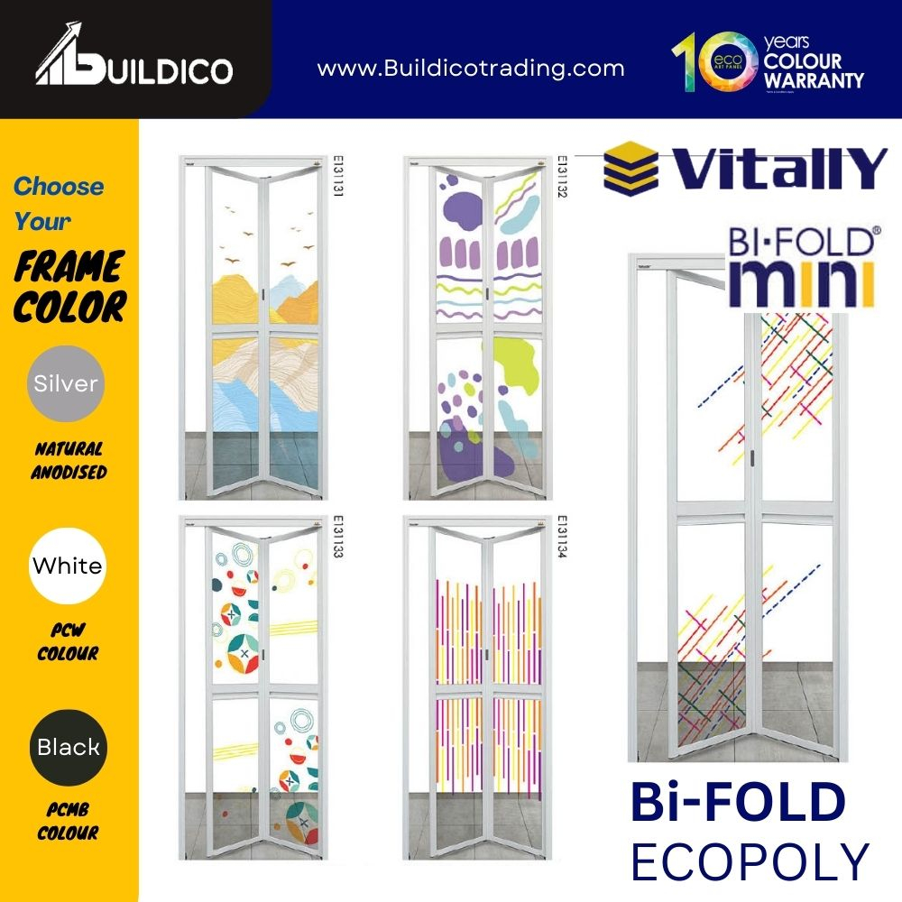 Vitally Bifold ECOPOLY (Transparent) Door Toilet Aluminum Folding Door
