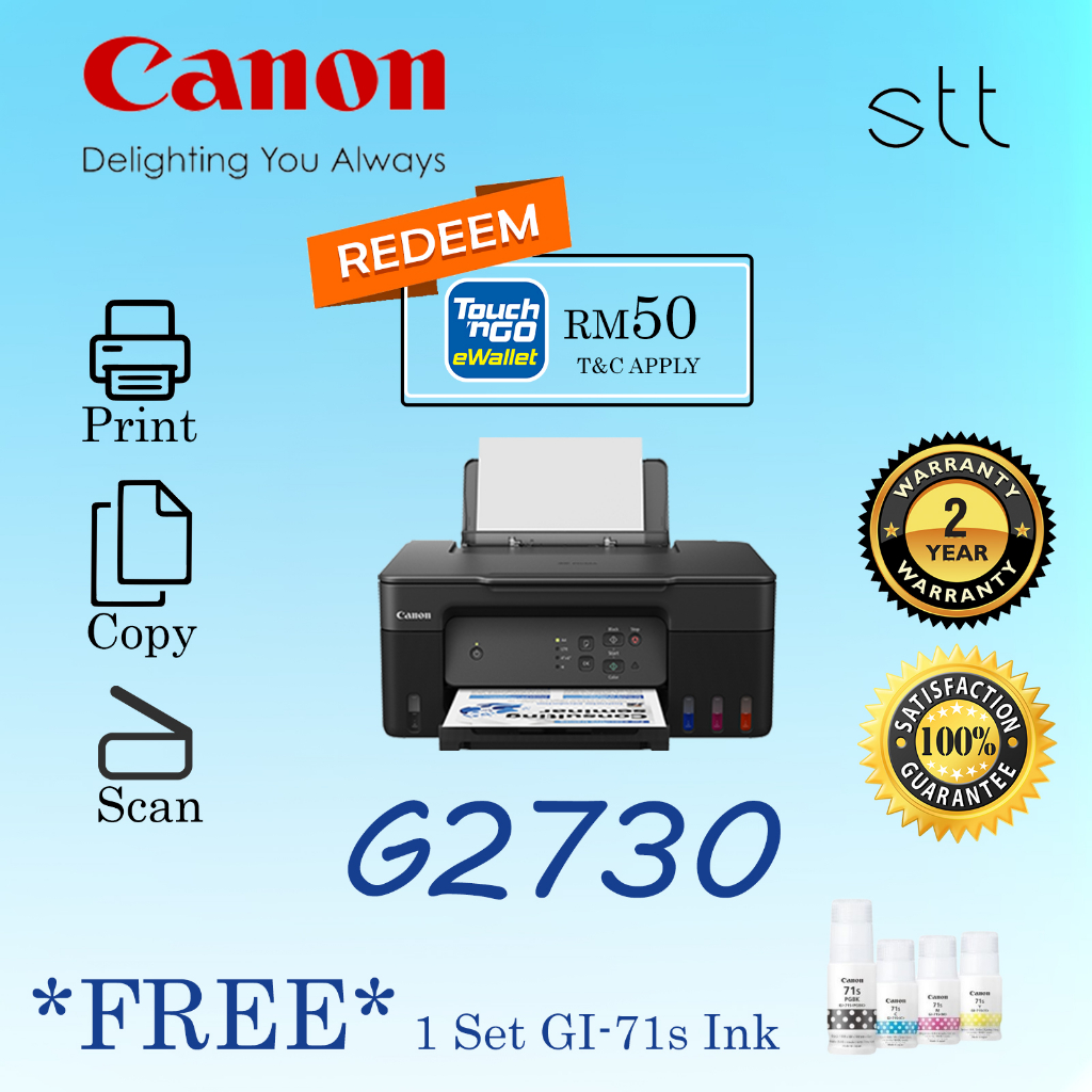 Canon Pixma G2730 Compact Refillable Ink Tank All In One Printcopyscan Printer Shopee Malaysia 1738
