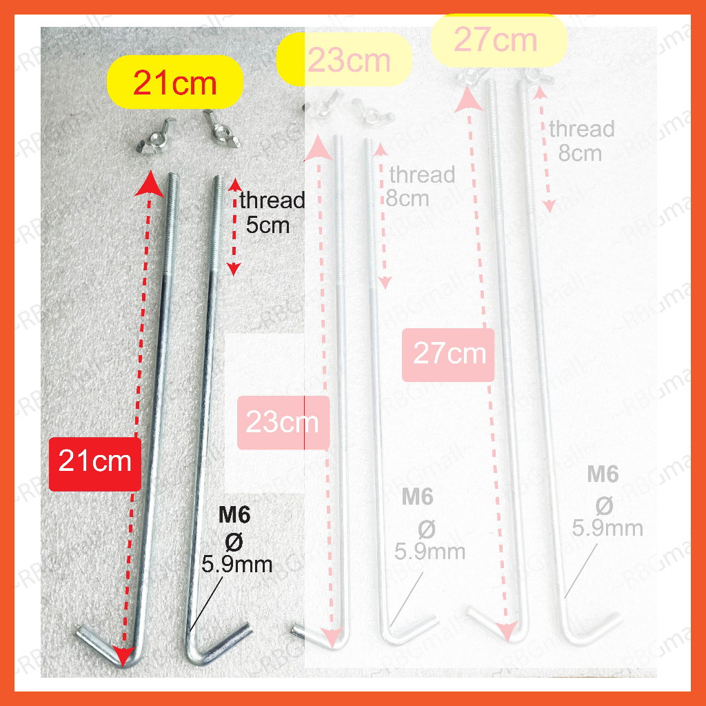 Car Battery Hook Rod 19 cm 23 cm 27 Mounting Rod Batang Besi Cangkuk