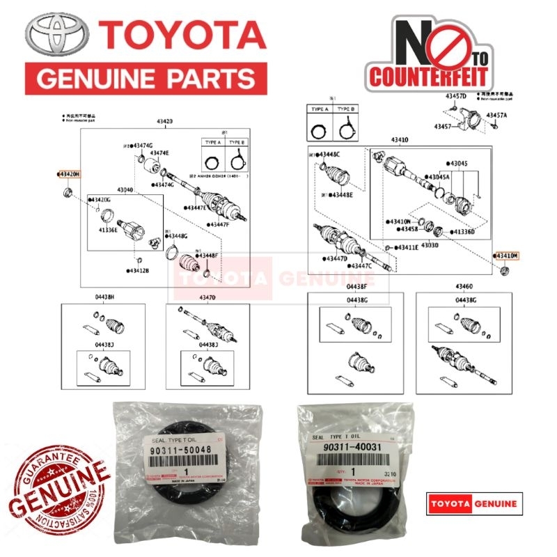 Toyota Original Drive Shaft Oil Seal For ACR30 ACR50 ANH20 AGH30 ACV30