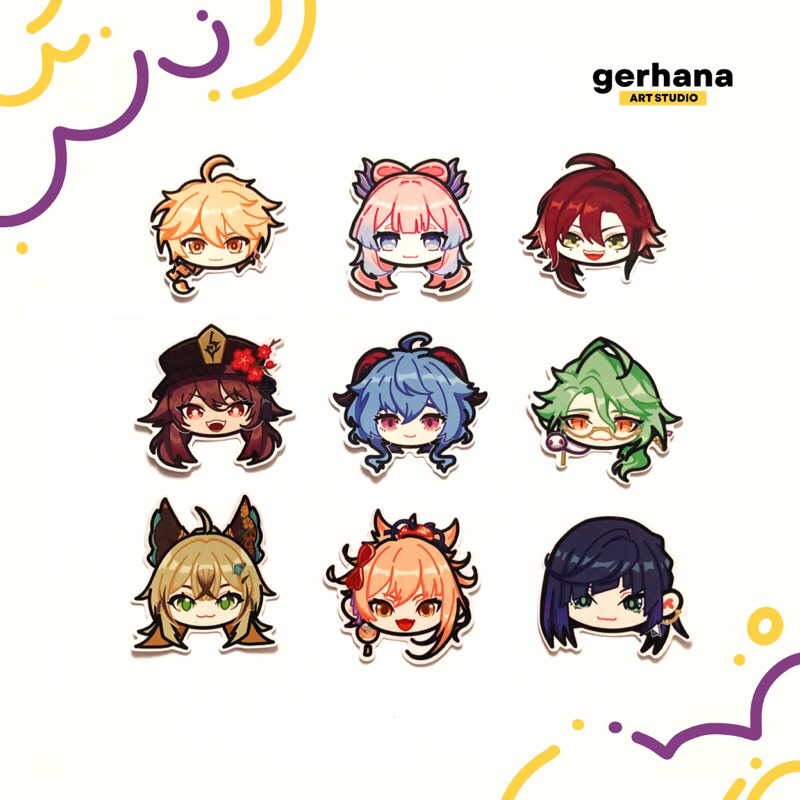 Genshin Impact Chibi Stickers | Aether Kokomi Heizhou Hutao Ganyu ...