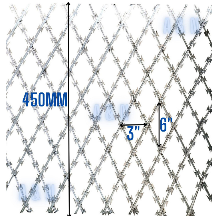 Razor Mesh Hot Dip Galvanised Barb Mesh Security Wall Fencing Spikes ...