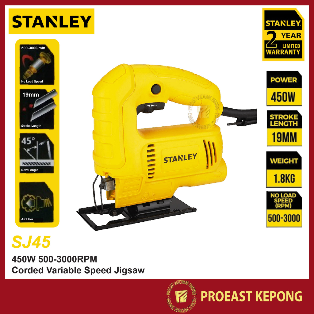 STANLEY SJ45 450W 500-3000RPM Variable Speed Corded Jigsaw | Shopee ...