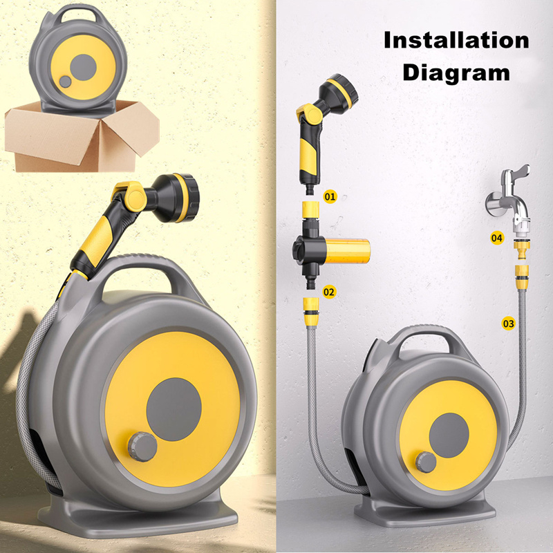 20m Hose Reel Set Water Pipe Roller Bracket Premium Stackable Garden ...