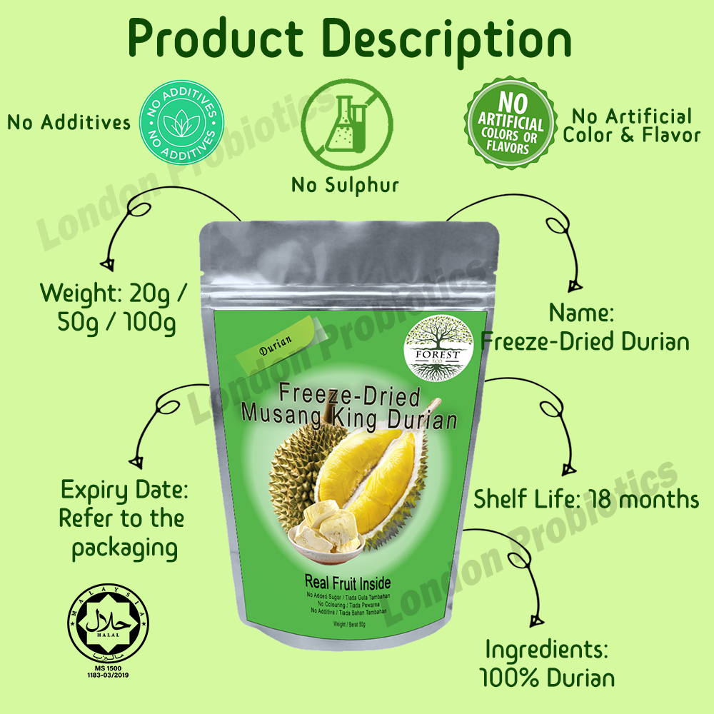 Forest 冻干猫山王榴莲 Freeze Dried Musang King Durian (100g) | Shopee Malaysia