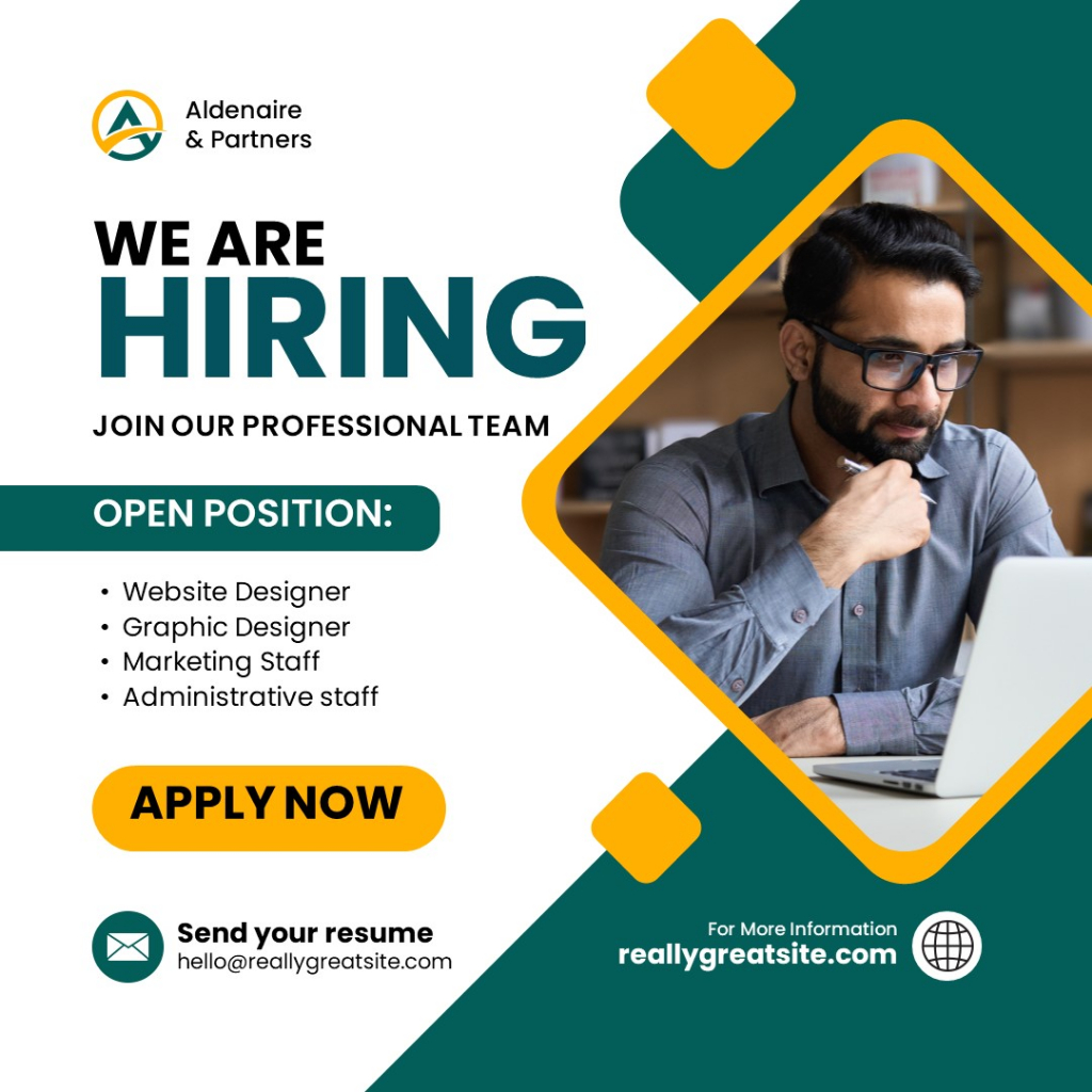 Job vacancy announcement template editable white and green modern