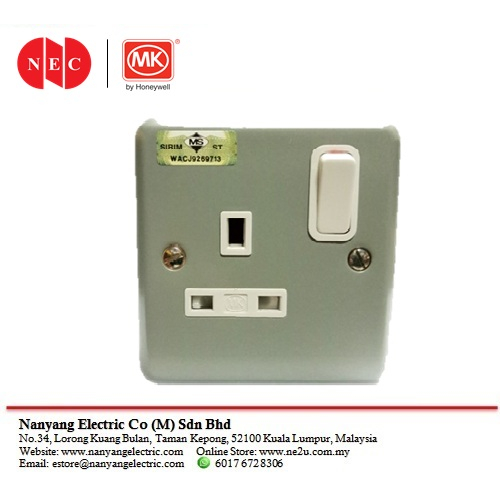 MK K2977 ALM 13A 1Gang Switch Socket Outlet (Metalclad) Shopee Malaysia