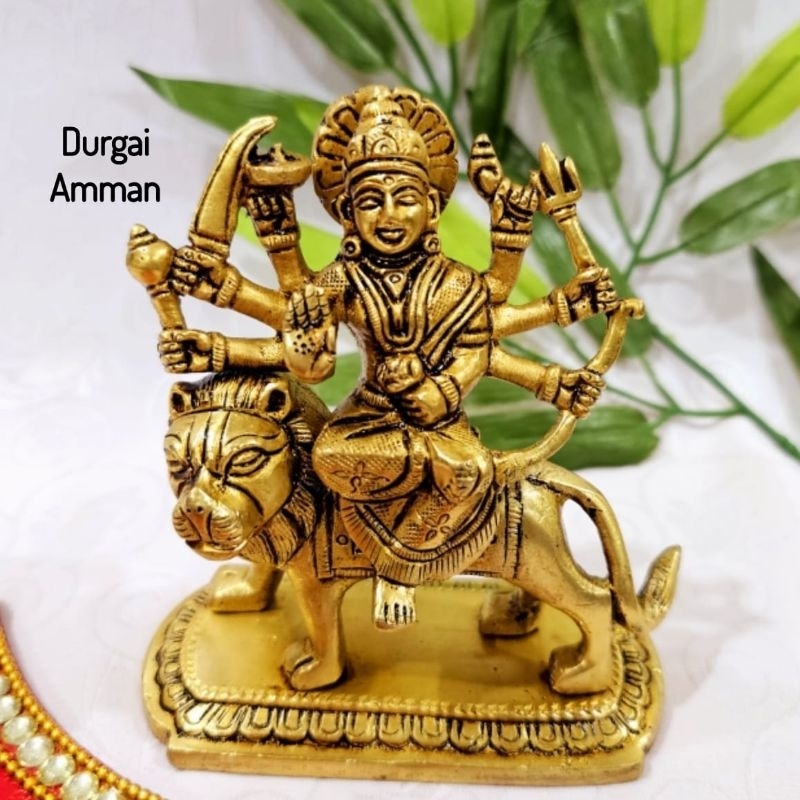 Durgai Amman / Simmavahini IdolBrass Antique Finish Goddess Thurgai ...