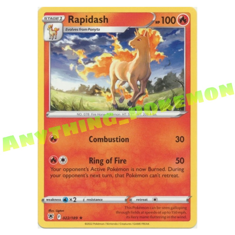 Pokemon Card - Rapidash (022/195), (022/189) - RARE/HOLO RARE/REVERSE HOLO  - Sword &Shield | Shopee Malaysia