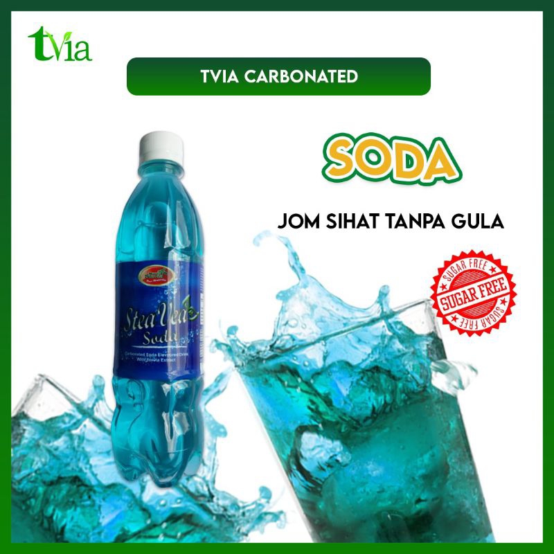 Minuman Berkarbonat Soda Tvia 100 Tanpa Gula (500ml) Stevia Sugar
