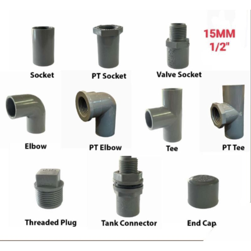 PVC PIPE FITTING [ PVC CONNECTOR PN15 ] [ 15MM / 1/2