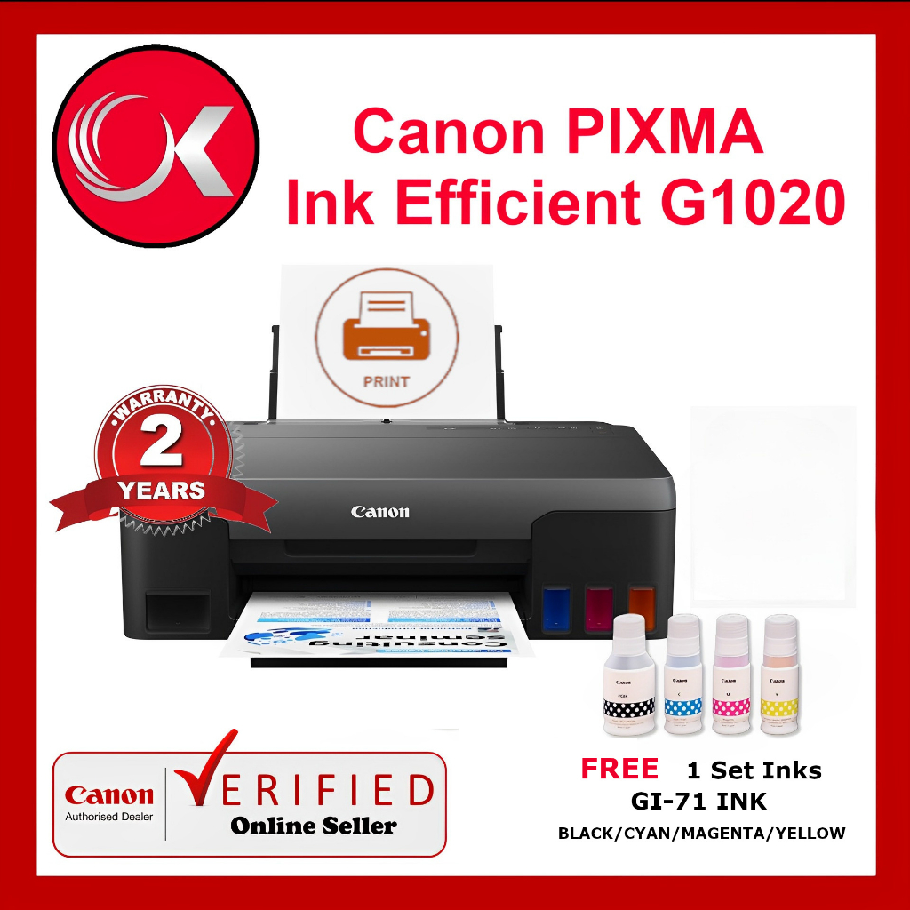 Canon Pixma G1020 Easy Refillable Ink Tank Printer For High Printing Shopee Malaysia 6922