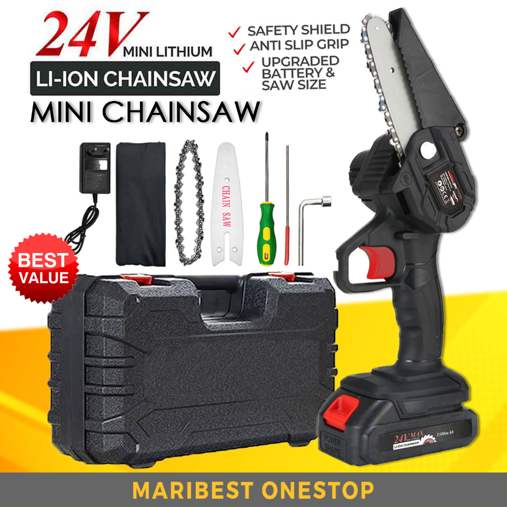 LDM-200 24V 4 Inch Cordless Mini Chainsaw Mesin Potong Kayu Pokok ...