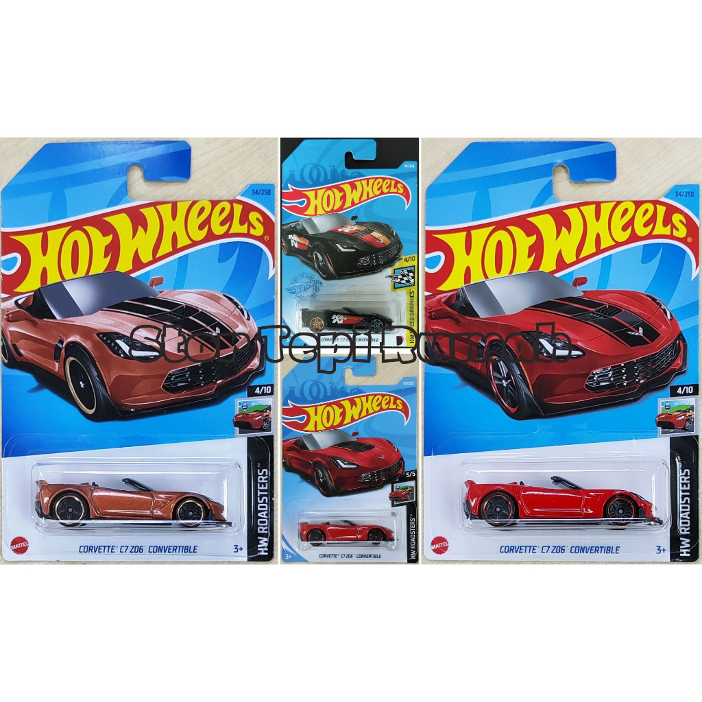 Hot Wheels 2019 HW Roadsters Corvette C7 Z06 Convertible, Rossa – Modellino Auto 95/250